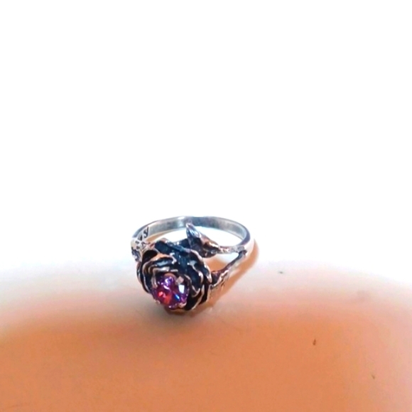 Womans Sterling Silver Celtic 1 Carat Amethyst Tublar Rose Purple Ring 6.5 - Picture 4 of 8